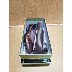 Clarks Caswell Eternity 83069 Brown Leather Croc Flats Shoes For Women - 9.5 M